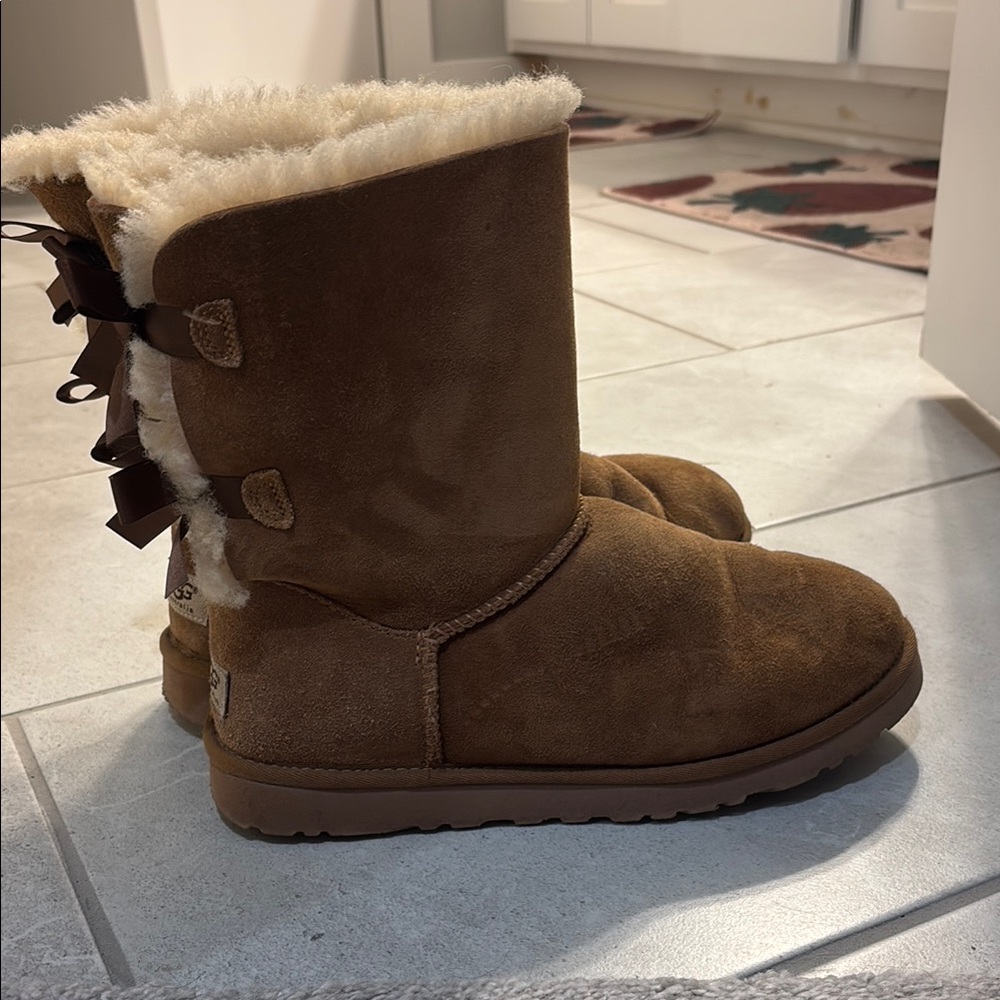 UGG Brown Winter Rain Boots with Sheepskin Lining